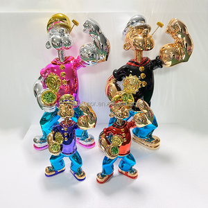 Figura de juego de dibujos animados de resina lista para enviar, estatua de Popeye de fibra de vidrio, estatua de Popeye de cromo rojo, arte Pop de resina y manualidades para decoración del hogar - Product Image 4