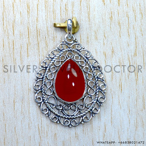 Moda pera corte rojo cornalina 925 plata esterlina piedra preciosa hecho a mano diseñador colgante joyería fina colgantes y dijes para mujeres - Product Image 2