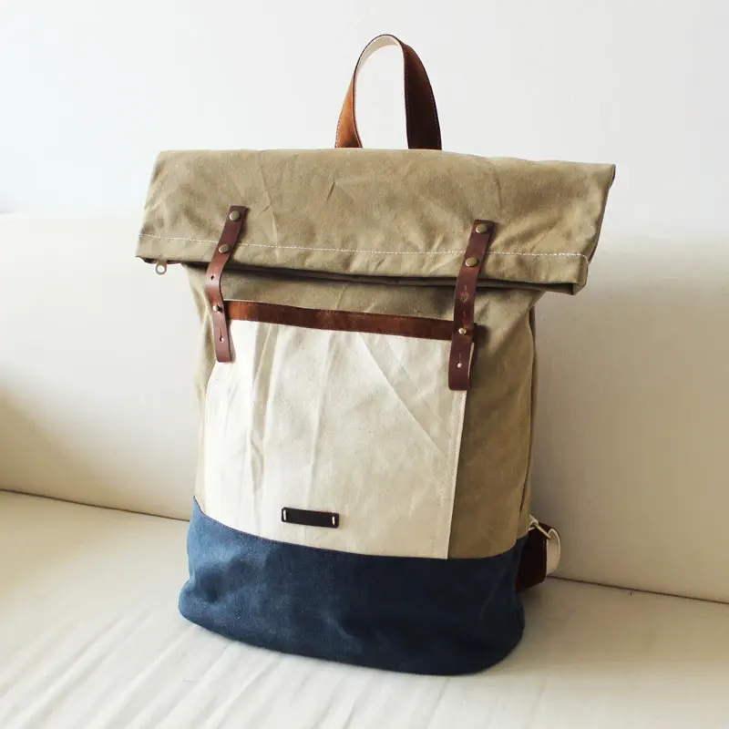 Wholesale Custom Logo Multifunction Canvas Roll Top Working Laptop Bags School Backpack For Women