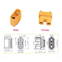 Connecteur banane mâle/femelle plaqué or Amass AS150U anti-étincelles avec broche de signalisation, prise étanche pour batterie Lipo