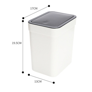 Desktop Plastic Trash Can Rectangular Push Button <b>Lid</b> Household Indoor Waste <b>Bin</b> - Product Image 2