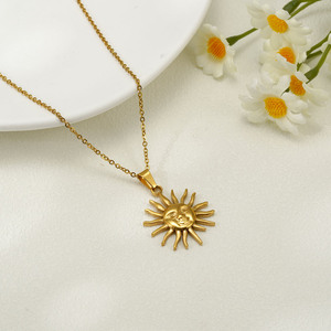 <span class=keywords><strong>Retro</strong></span> 18K PVD chapado en oro Irregular girasol sol colgante encanto Acero inoxidable sol Collar para mujer hombre - Product Image 2