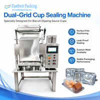 Machine de scellage de plateaux à double grille en acier inoxydable avec contrôle précis de la température pour l'emballage de pâtisseries, biscuits et sauces.