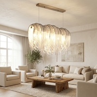Lustre moderne de luxe en aluminium avec franges argentées pour villa, restaurant, hôtel, bar