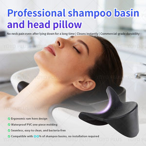 Cuscino Poggiatesta Nero <span class=keywords><strong>per</strong></span> <span class=keywords><strong>Lavabo</strong></span> da Salone SPA, <span class=keywords><strong>per</strong></span> Vari Scenari di Saloni di Bellezza, Cuscino a Corno in PVC - Product Image 4