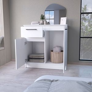Commode blanche Loonam à 2 portes et 1 tiroir, armoire de rangement moderne pour chambre à coucher - Product Image 6