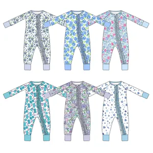 Custom Newborn Baby Infant Organic 95% Bamboo 5% Spandex Onesie Rompers Clothes Toddler Kid Pajamas Clothing Bubble Romper Baby