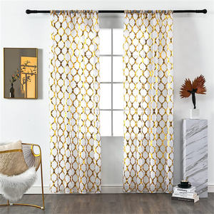 Rideaux transparents imprimés or blanc feuille d'or impression bronzant estampage à chaud <span class=keywords><strong>rideau</strong></span> de fenêtre pour <span class=keywords><strong>salon</strong></span> chambre décor rideaux - Product Image 1