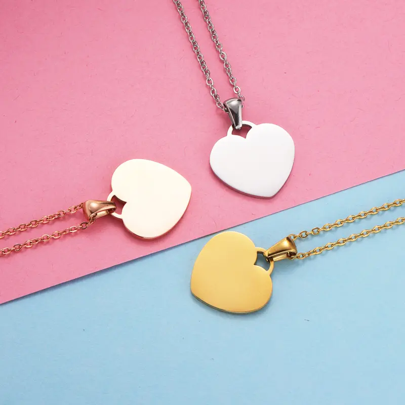 Hot Selling Personality Simple Gift Heart Pendant Necklace Couple Love Friendship Necklace Bff Necklace For 2