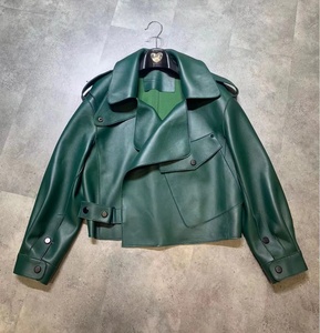 Blouson de moto en <span class=keywords><strong>cuir</strong></span> véritable, style Bomber, vintage, 2022 - Product Image 4