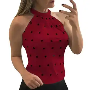New Coming Female Sleeveless Tees Tops Women Summer Polka Dot Plus Size Blouse and T-Shirt