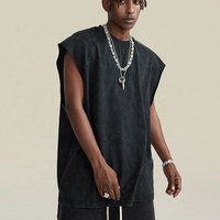 Nouveau design d'usine chinoise : Débardeur pour homme 100% coton, coupe oversize, ourlet brut, tricoté, style streetwear, effet vintage délavé, personnalisable