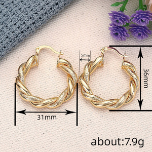 Metal Ear <b>Cuff</b> <b>Earrings</b> Women Minimal Textured Woven Design Fashion Jewelry - Product Image 3