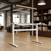 Bureau assis-debout électrique à double niveau avec cadre en fer, moteur unique, 2 étages inversés, réglable en hauteur, ergonomique