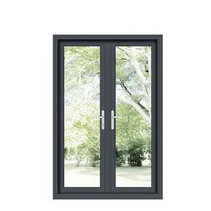 Maisons préfabriquées et Maison conteneur Portes et fenêtres à cadre en verre aluminium à faible coût de Chine Noir imperméable personnalisé