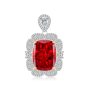 Nouveau modèle de collier pour femme, pendentif carré grand format en forme de fleur de glace plaqué argent, micro-incrusté de zircon multicolore - Product Image 3