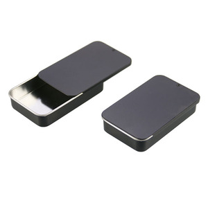 Tùy Chỉnh Phẳng Vuông Màu Đen Sliver Kim Loại Trượt Hộp Thiếc Hình Chữ Nhật Màu Nhỏ Bạc Hà Kẹo Jar Với Trượt Nắp - Product Image 5