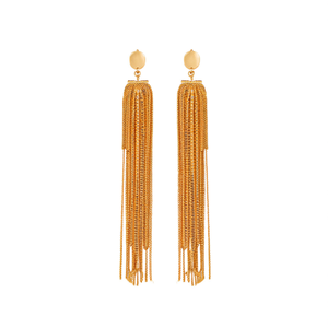 Fashion Drop <b>Earrings</b> PVD Gold Plated 316L Stainless Steel Sustainable Resistant Long Tassel Design - Product Image 2