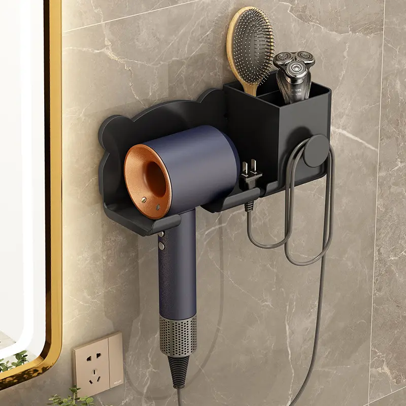 Wall Mounted ABS cabelo secador titular Multifuncional Bath Shower Air Blower titular cabelo secador cabide cabelo secador Rack