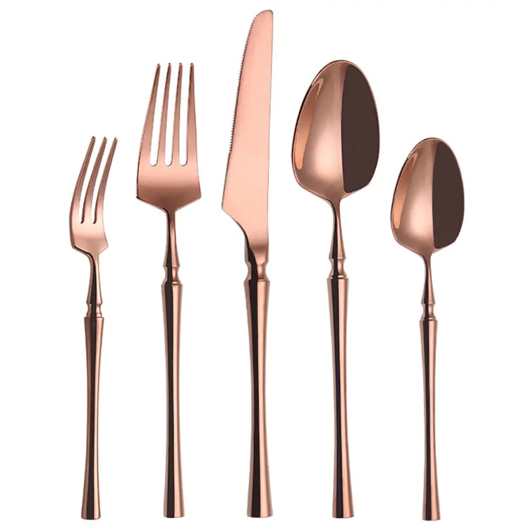 reusable restaurant Stainless Steel bulk Rose gold pvd coating cutlery wedding flatware Set wedding cutlery set