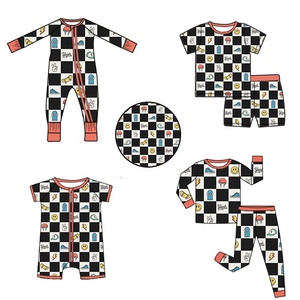 Pigiama per bambini di fabbrica di alta qualità con cerniera stampata in morbido bambù per bambini a maniche corte alla moda per i produttori di tute personalizzate <span class=keywords><strong>Boutique</strong></span> - Product Image 1