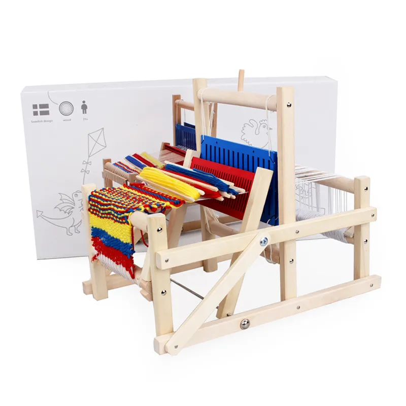 Wood Traditional Weaving Toys Loom Machine Craft Educational Toy Gift Knitting Frame Kit weaving loom toy for Kids
