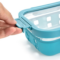 Récipients de stockage des aliments en verre pour la préparation des repas au four à micro-ondes Couvercles hermétiques Boîte à lunch