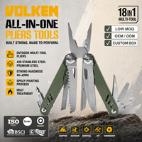 Pince multifonction 18-en-1 avec couteau pliant en acier inoxydable, outil de survie portable, couleur personnalisée OEM/ODM pour voiture, camping, réparation à domicile