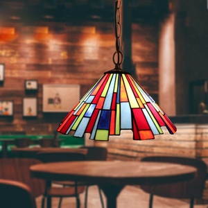 Lámpara Colgante de Cristal Tiffany Rojo de 16 Pulgadas, Hecha a Mano, con LED, Estilo Europeo Multicolor - Product Image 2