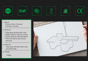 Comptoir de caisse automatique à bande mobile haute définition, haute qualité et design élégant, Highbright HBE-CC-1031 2440mm - Product Image 5