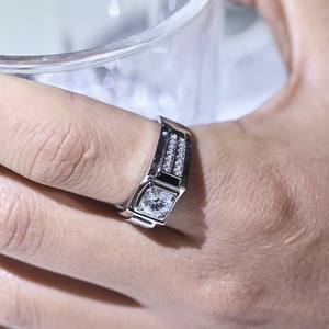 Gra passar diamante prata teste de joias, <span class=keywords><strong>1</strong></span> <span class=keywords><strong>carat</strong></span> branco vvs moissanite anel 925 prata esterlina masculino anel - Product Image 5