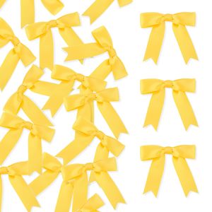 Boutique 2,5 "Yellow Gold Satin Ribbon Twist Tie Bows para atar paquetes Envoltura de regalos - Product Image 3