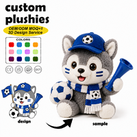 Peluches personnalisées, jouets en peluche, jouets en peluche sur le thème du football, conception 3D disponible, faible MOQ pour cadeau souvenir