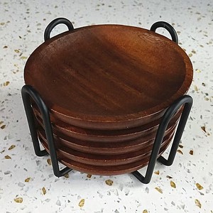 Wooden Coaster Set Solid Wood Heat Insulating <b>Mat</b> For Coffee Tea Cup Restaurant <b>Bar</b> Use - Product Image 2