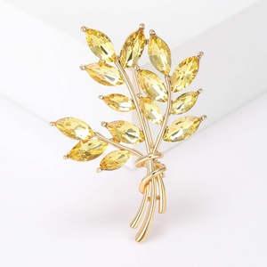Hot Selling Fashion Enamel Wheat Clothing Decoration Brooch <b>Pin</b> Wholesale Rhinestone Wheat Coat Brooch for Women Accessory - Product Image 2