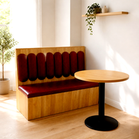 Ensemble de mobilier de restaurant moderne : banquette, table en bois massif, chaise en cuir PU – Idéal pour café et salle à manger commerciale
