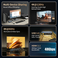 Commutateur KVM HDMI manuel 2 ports 8K60Hz avec hub USB3.0 4 ports et boîtier en alliage d'aluminium pour 2 ordinateurs