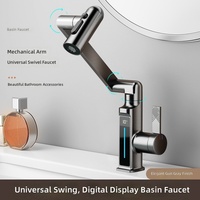 Robinet mitigeur de lavabo à affichage numérique avec bras mécanique rotatif pour les acheteurs et importateurs de projets hôteliers et d'appartements