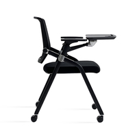 OEM Formation Chaise Pliante Étudiant Personnel Conférence Bureau Maille Dossier Chaises avec Roues Bloc-notes
