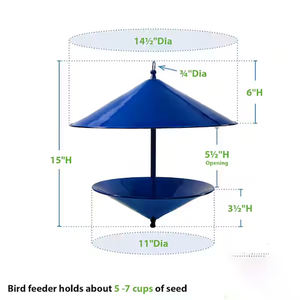 JH-Mech Verstelbare Buitenvogelhuisje in Tuin Achtertuin Roestbestendig Blauw Koolstofstaal Staande Vogelvoederbak voor de Tuin - Product Image 2