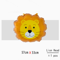 Balon Foil Kepala Hewan Safari Hutan Terbaru, Harimau Singa Panda Jerapah untuk Dekorasi Photo Booth Ulang Tahun