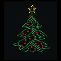 Transferts thermocollants personnalisés en strass couleur néon pour T-shirts, motifs étincelants DIY, vêtements avec motifs d'arbre de Noël