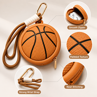 Schattig PVC sportbalvormig muntportemonnee sleutelhanger mini portemonnee oordopjes opbergtasje hanger sleutelring hangende charme cadeau feest dagelijks