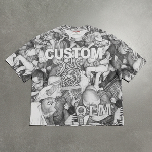 Camiseta de Hombre de Estilo Urbano, Corte Cuadrado, Hombros Caídos, Oversize, 100% Algodón, Impresión Digital Personalizada OEM - Product Image 1
