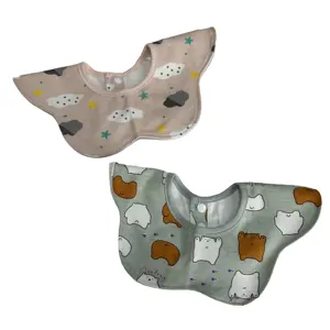 Cotton Snap Fastening Animal pattern baby bib for drooling and teething