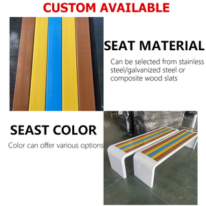 Bancs d'extérieur personnalisés en acier inoxydable coloré pour parcs, vente en gros de bancs métalliques résidentiels d'extérieur, sièges publics pour écoles - Product Image 2