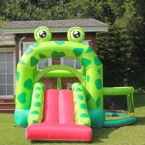 Piscine gonflable familiale avec trampoline, château à bulles, toboggan, jeux pour enfants, parc d'attractions, jeux de plage, en nylon vert - Product Image 2