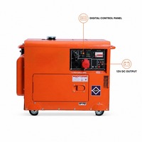 Générateur diesel silencieux portable à économie d'énergie 5-8KW, refroidi par air, monophasé 50/60Hz 3000 tr/min, démarrage électrique 12V DC pour la maison