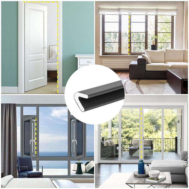 V Shape Weather Stripping Black, 1/2 Inch Wide , Adhesive Weather Strip Door Frame Seal PU Foam Strip Weather Seal
