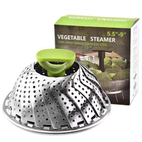 Panier vapeur pliable en acier inoxydable, panier vapeur multifonctionnel pour fruits et légumes avec poignée